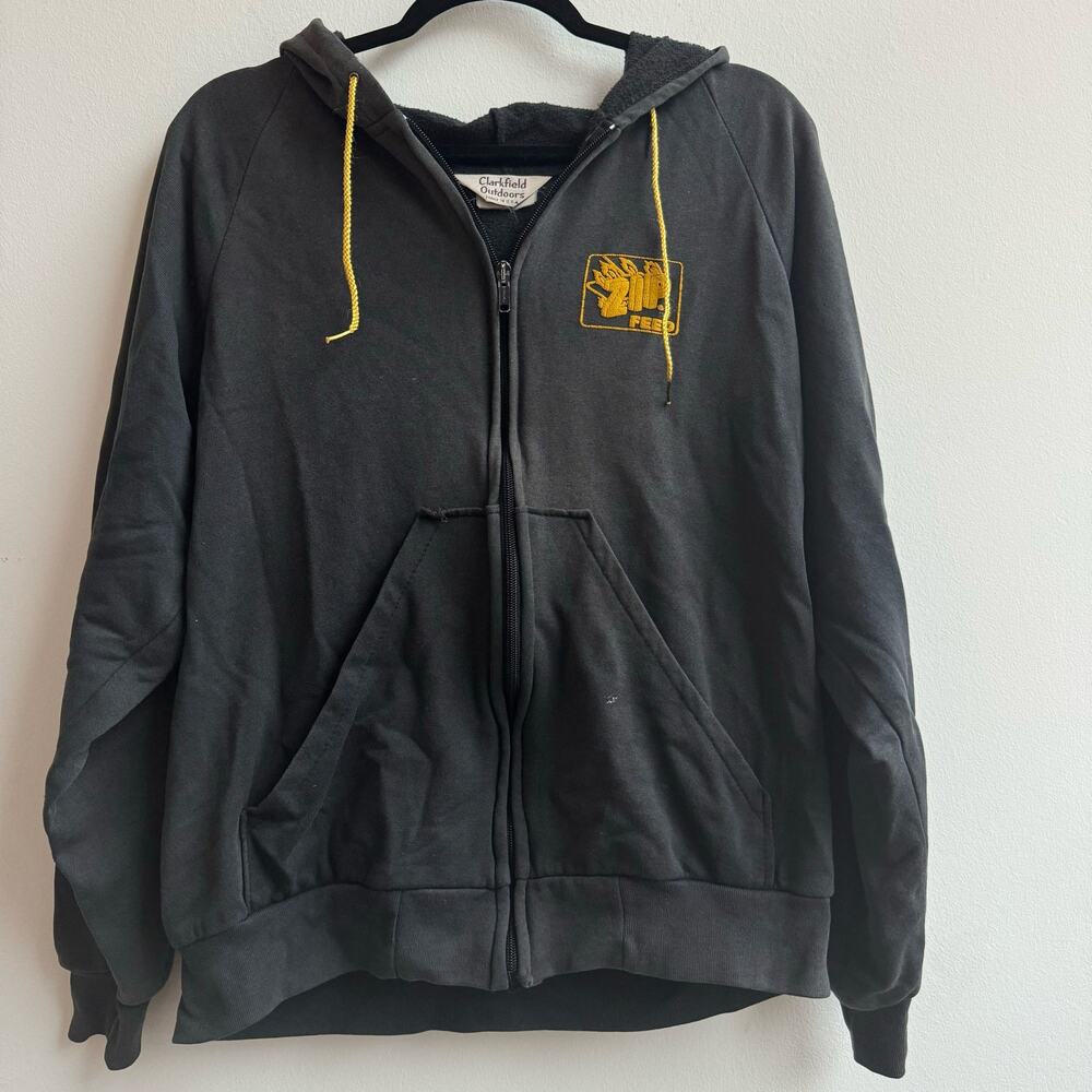 Vintage Clarkfield Outdoors Mens 'Zip Feed' Zip Up Hoodie - Large